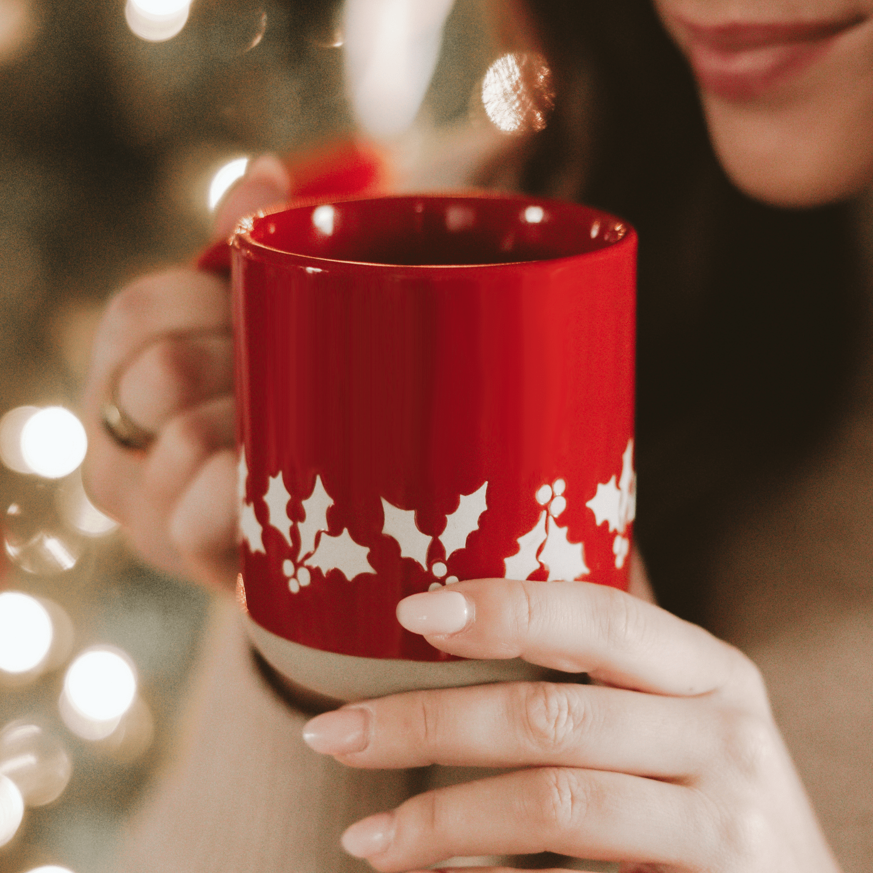 Holly 14 oz Red Stoneware Coffee Mug