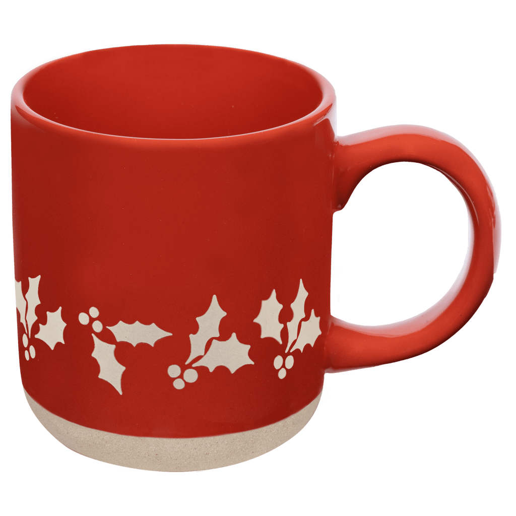 Holly 14 oz Red Stoneware Coffee Mug
