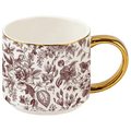 Brown Delft 14 oz Gold Handle Coffee Mug