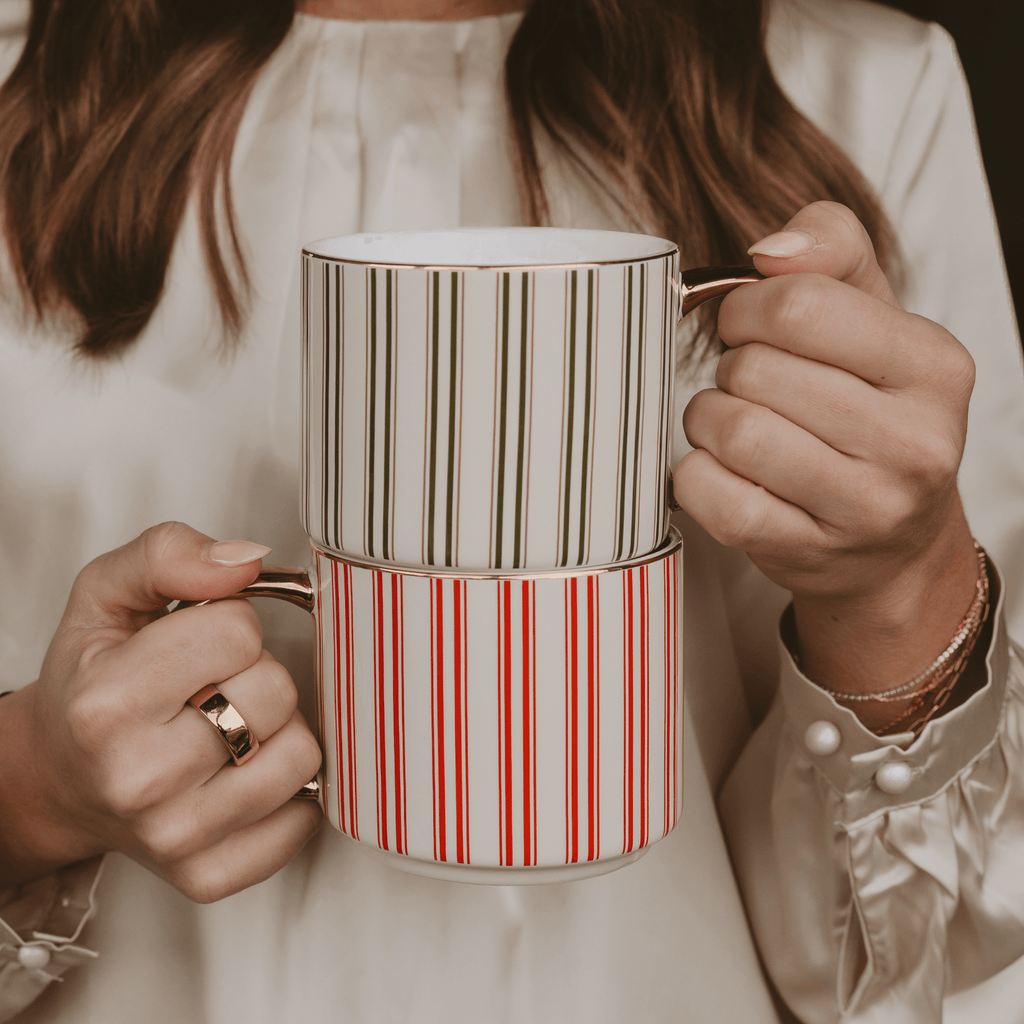 Red Stripe 14 oz Gold Handle Coffee Mug