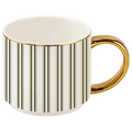 Green Stripe 14 oz Gold Handle Coffee Mug