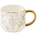 Gold Leaves 14 oz Gold Handle Coffee Mug