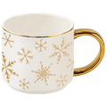 Gold Snowflakes 14 oz Gold Handle Coffee Mug