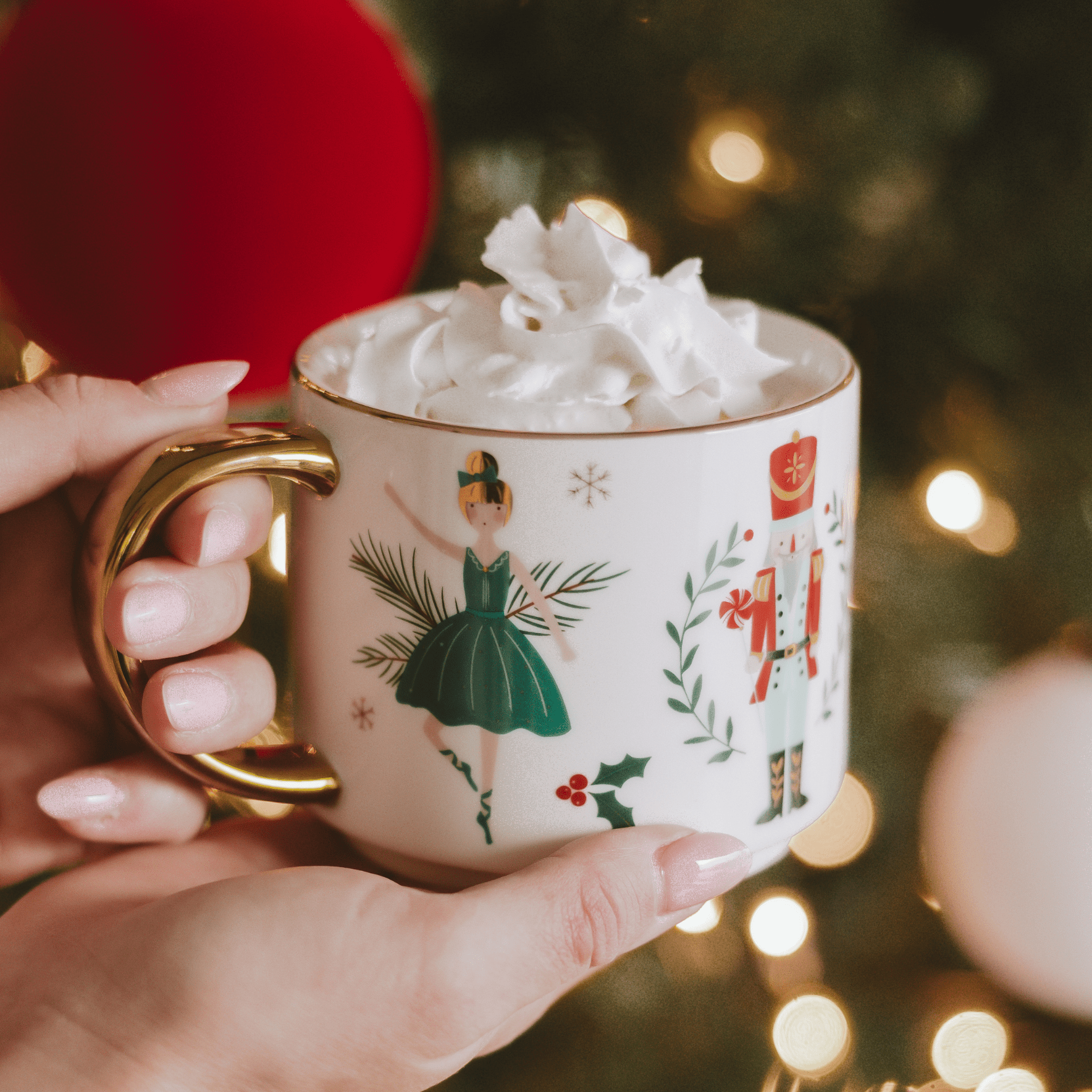 Nutcracker 14 oz Gold Handle Coffee Mug