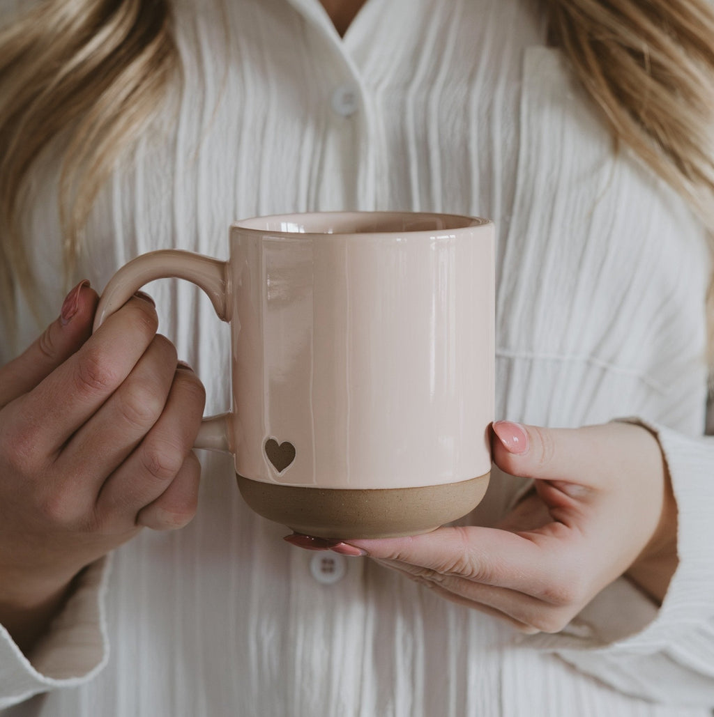 Pink Heart 14 oz Stoneware Coffee Mug