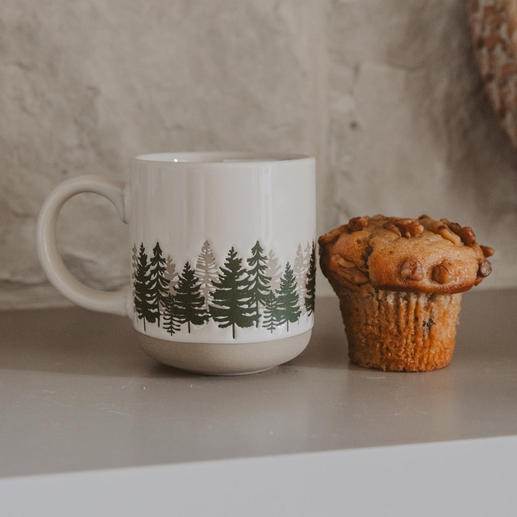 Forest 14 oz Cream Stoneware Coffee Mug