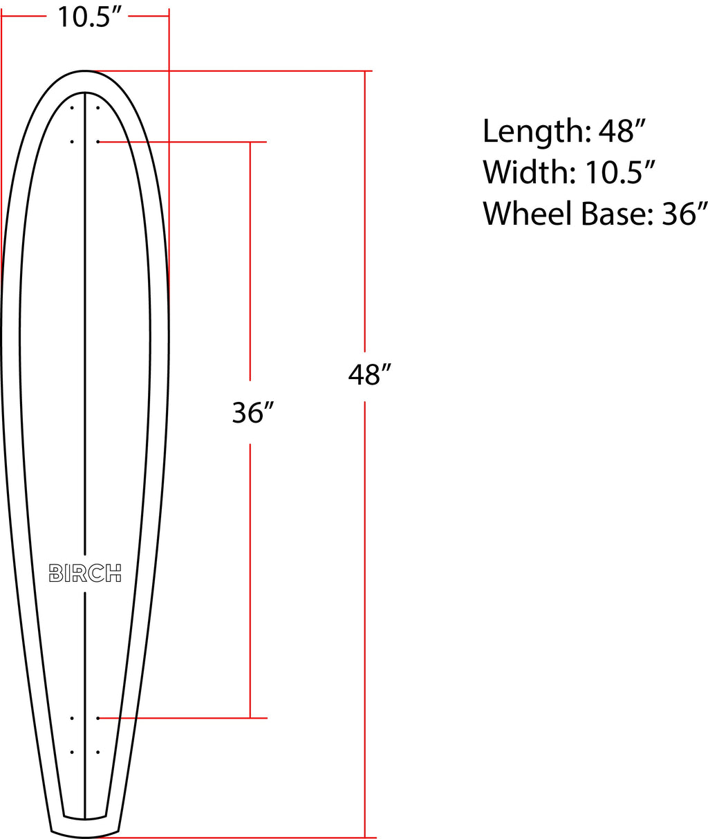 BIRCH 48" Classic Cruiser: Classic Retro Longboard Skateboard