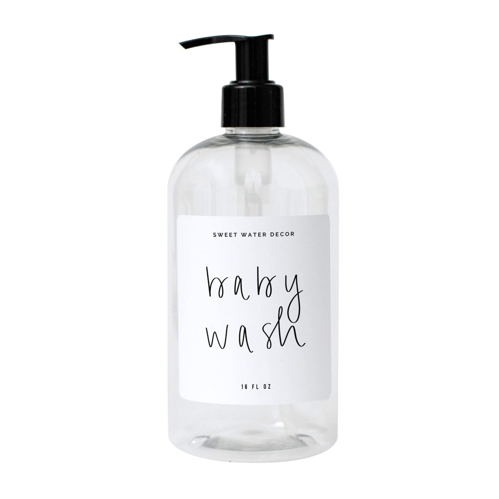 White Script Labels for Plastic and Glass Dispensers