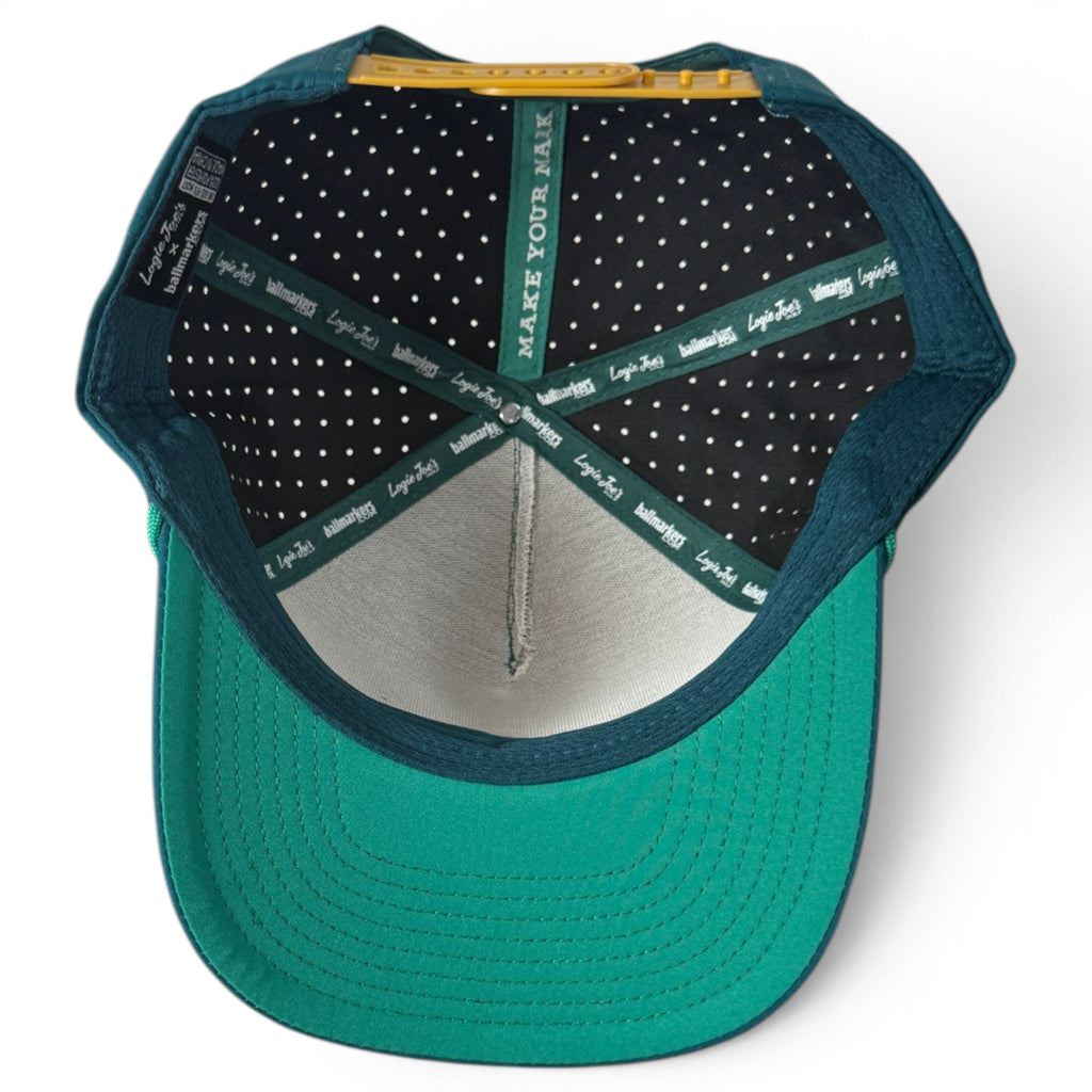Driftwood Golf Hat | Snapback Cap | Built-in Magnetic Ball Marker Holder + Marker Included | Adjustable | Wood Boat Teal
