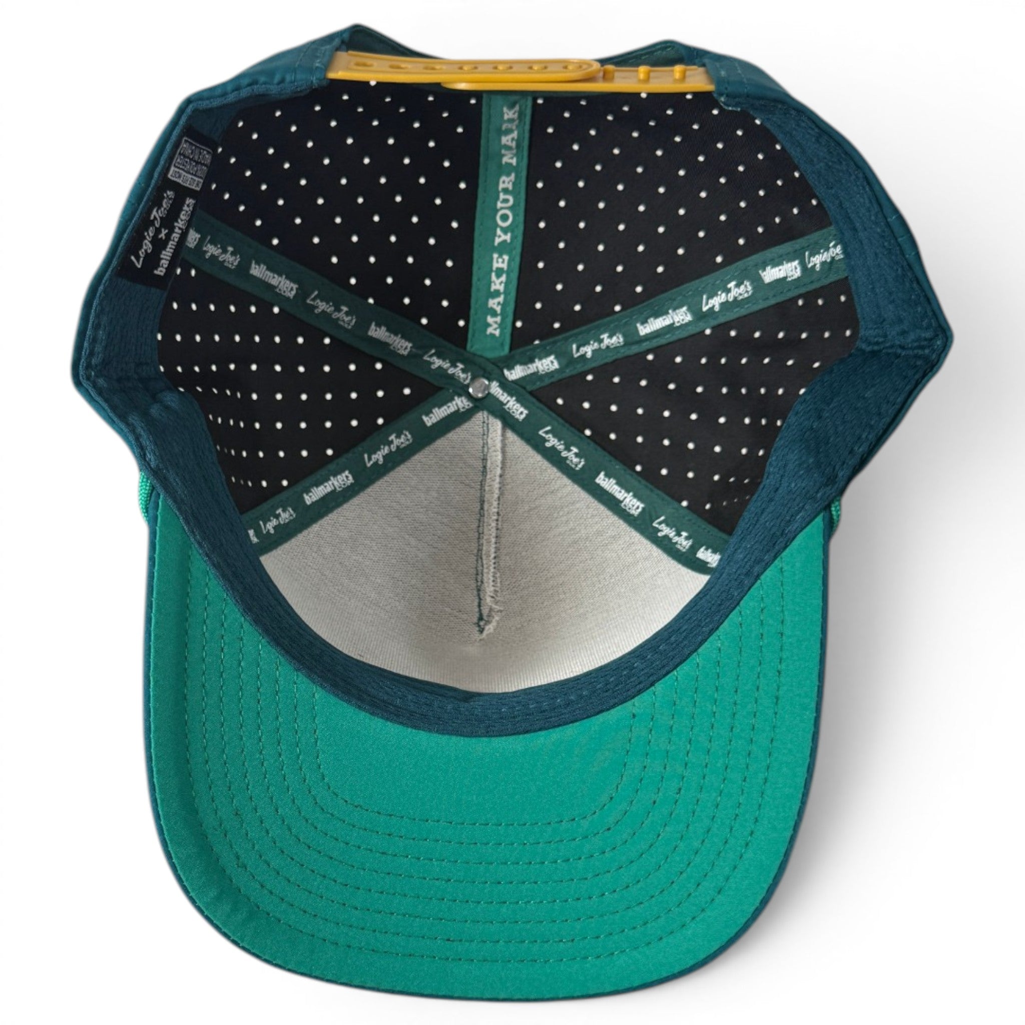 Driftwood Golf Hat | Snapback Cap | Built-in Magnetic Ball Marker Holder + Marker Included | Adjustable | Wood Boat Teal