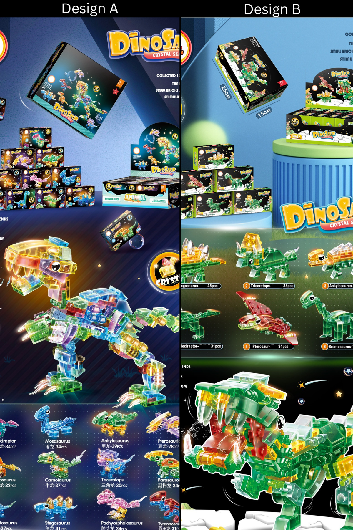 Dinosaur Crystal Block Set – Boxed (6-Pack or 12-Pack)