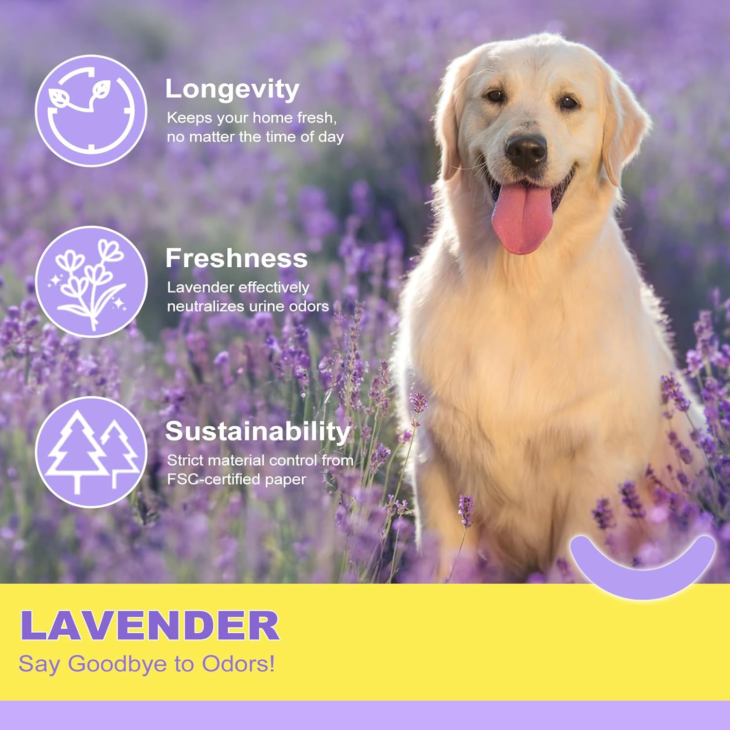 Extra Large Dog Pee Pads 28x34 Lavender Scent Leak Proof 8 Cup 40 Count
