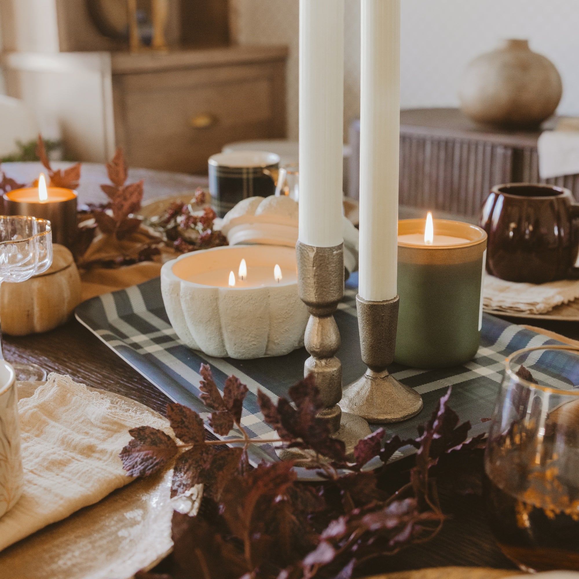 Cashmere and Vanilla Soy Candle - Cement Pumpkin Jar - 13.5 oz