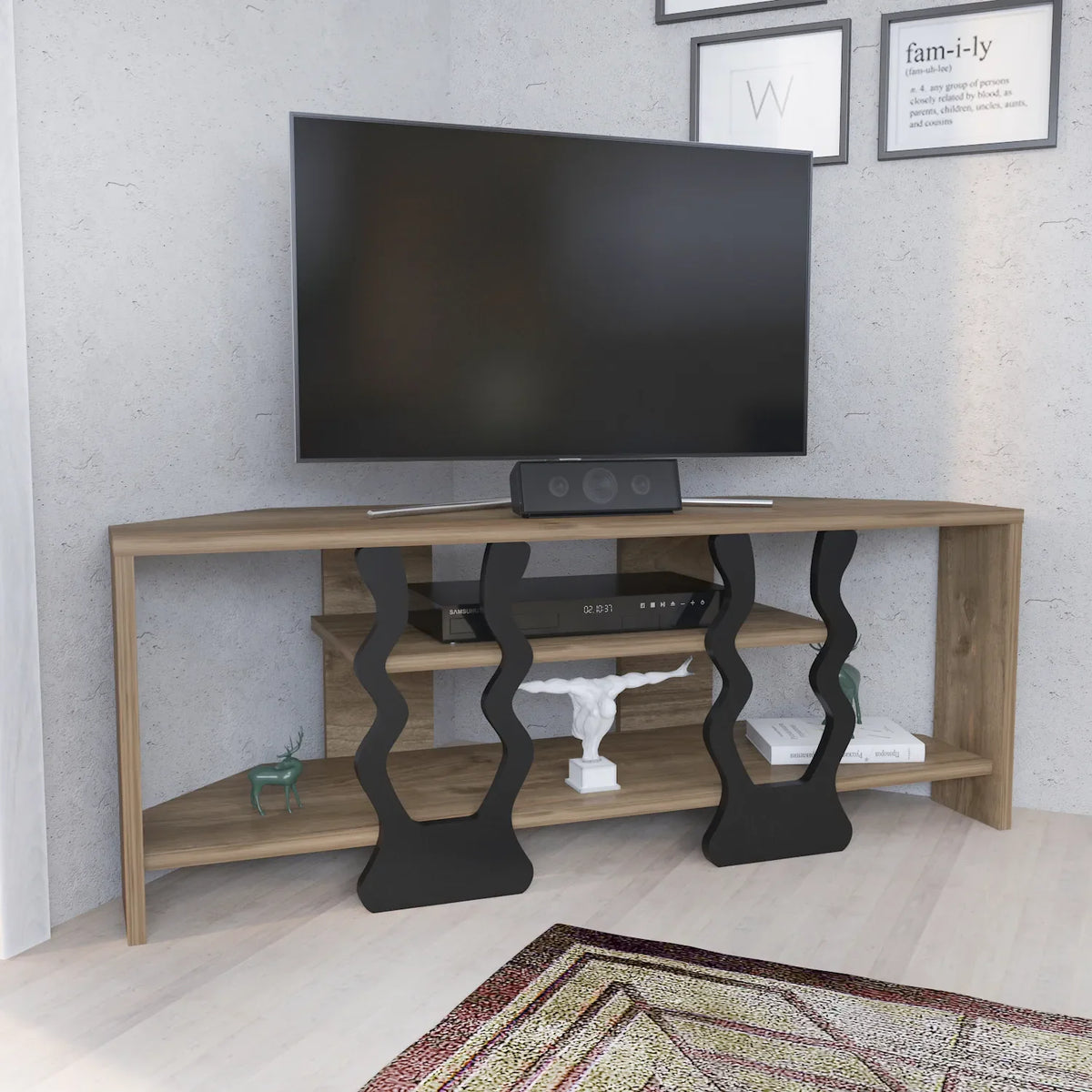Firal 43 inch Wide Corner TV Stand Media Console for TVs up to 49 inch