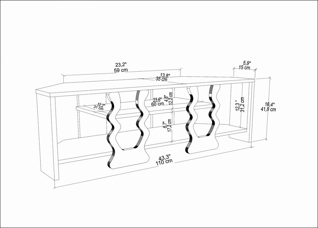 Firal 43 inch Wide Corner TV Stand Media Console for TVs up to 49 inch