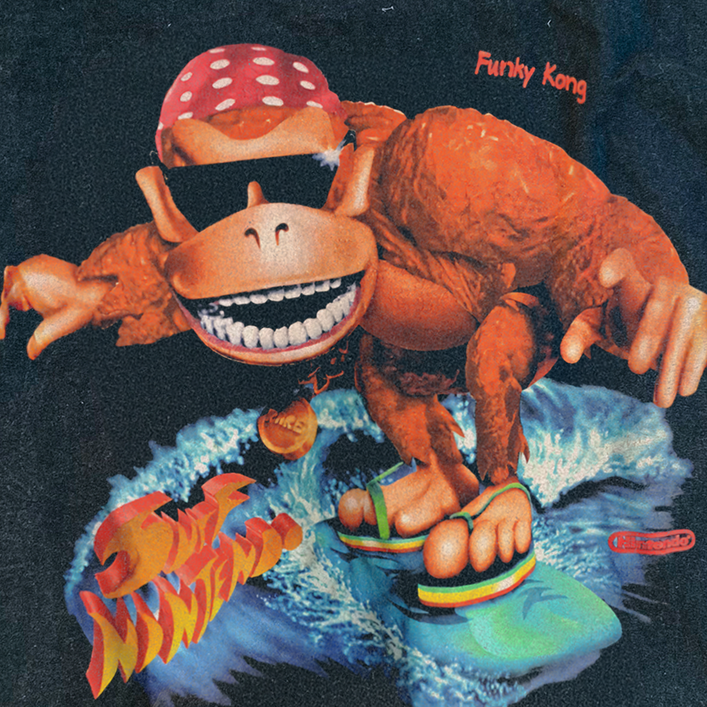 1995 Vintage 'Funky Kong Surf' Promo Black T-Shirt