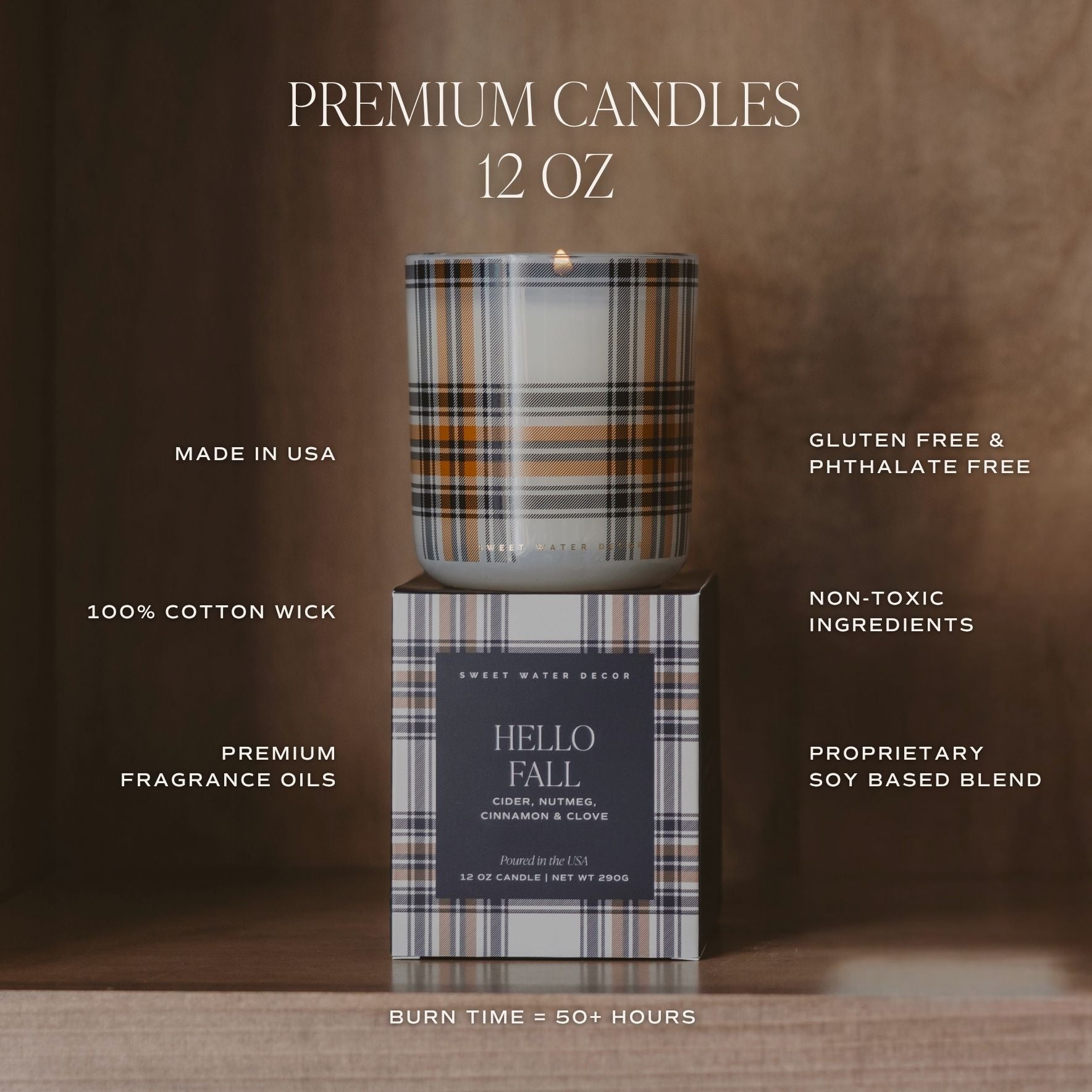Cozy Season Soy Candle - Boxed Amber Tinted Glass Jar - 12 oz