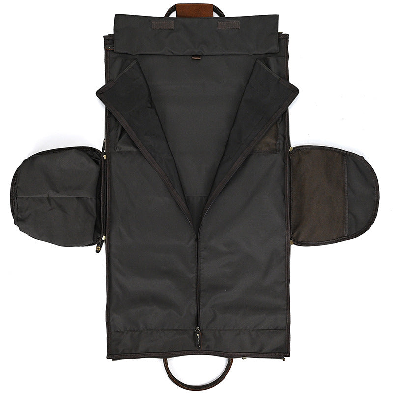 Men's Full Grain Leather Garment Bag, Convertible Weekender Duffel Bag