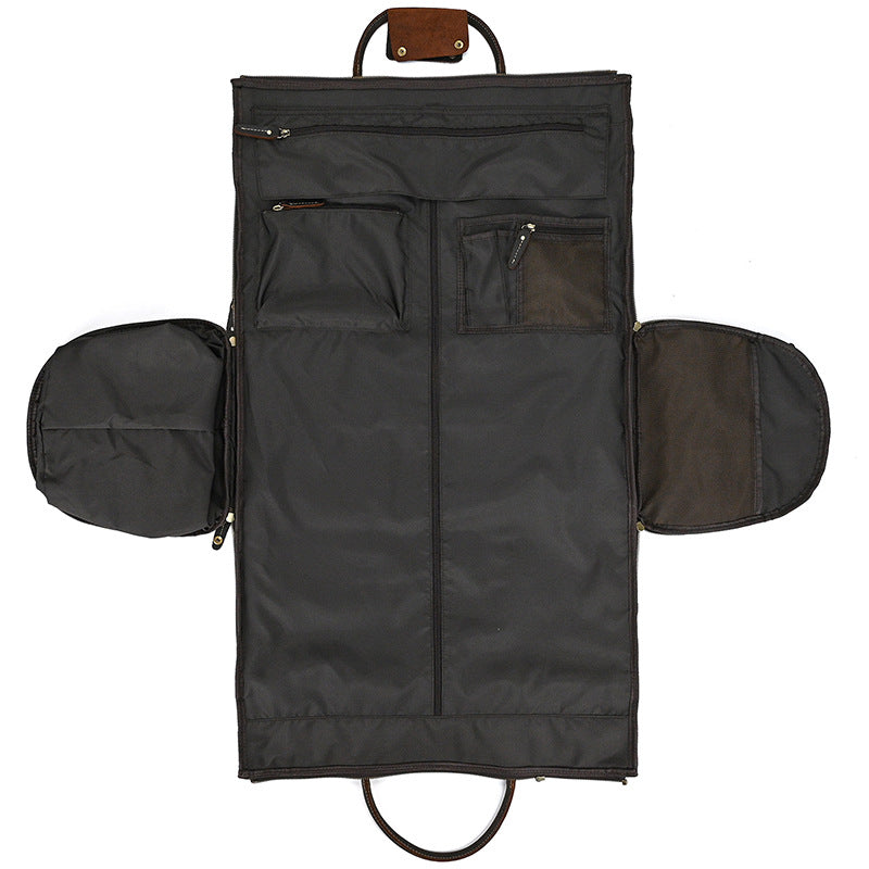 Men's Full Grain Leather Garment Bag, Convertible Weekender Duffel Bag