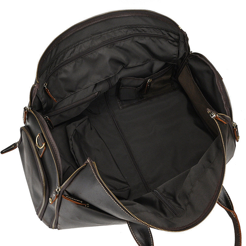 Men's Full Grain Leather Garment Bag, Convertible Weekender Duffel Bag