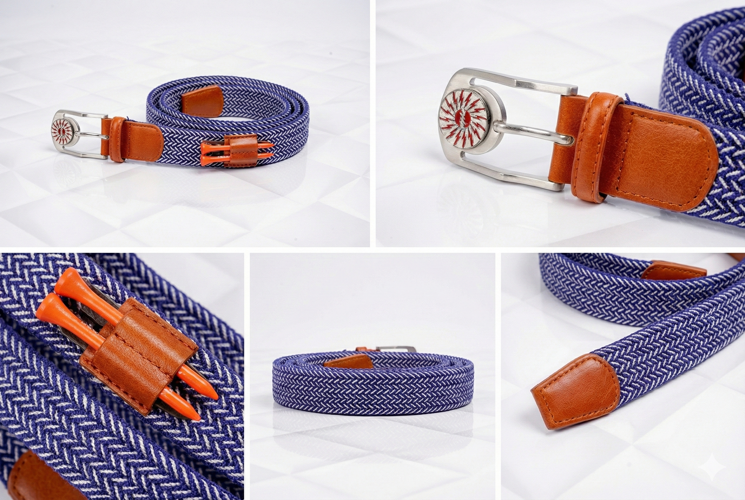 THE BRAIDED BYRD GOLF BELT - Blue/White