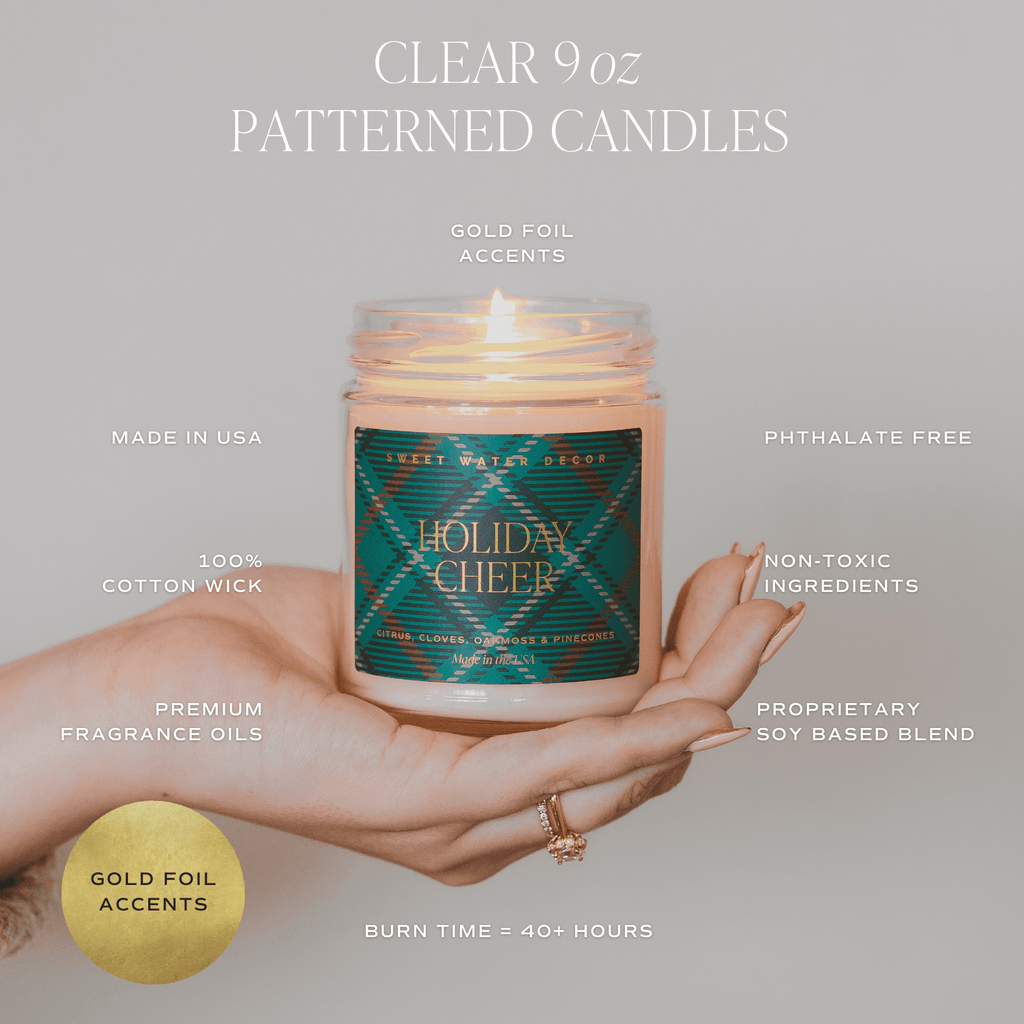 Christmas Tree Soy Candle - Patterned Clear Jar - 9 oz