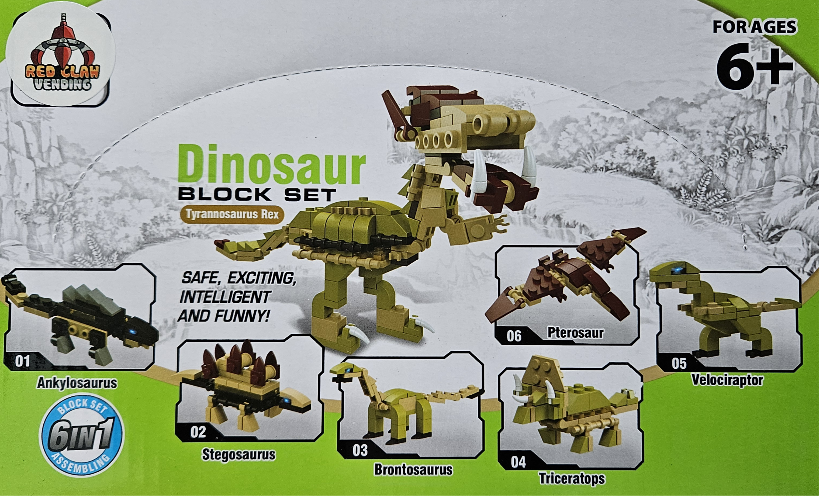 Dinosaur Block Set – 3" Capsules (6-Pack)