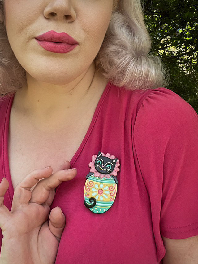 Eggcellent Easter Cat Brooch by Johanna Parker x Lipstick & Chrome