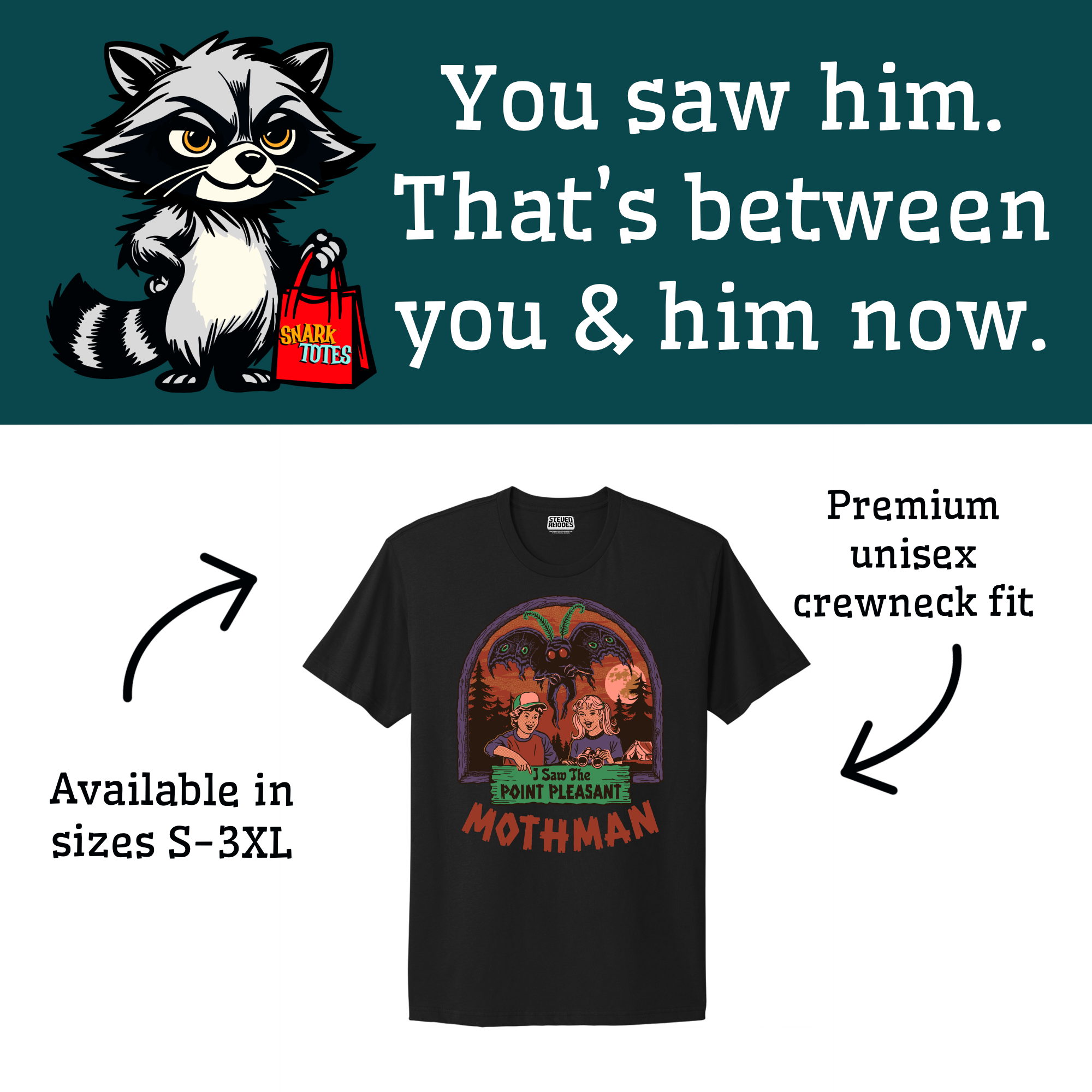 I Saw the Point Pleasant Mothman Black T-shirt