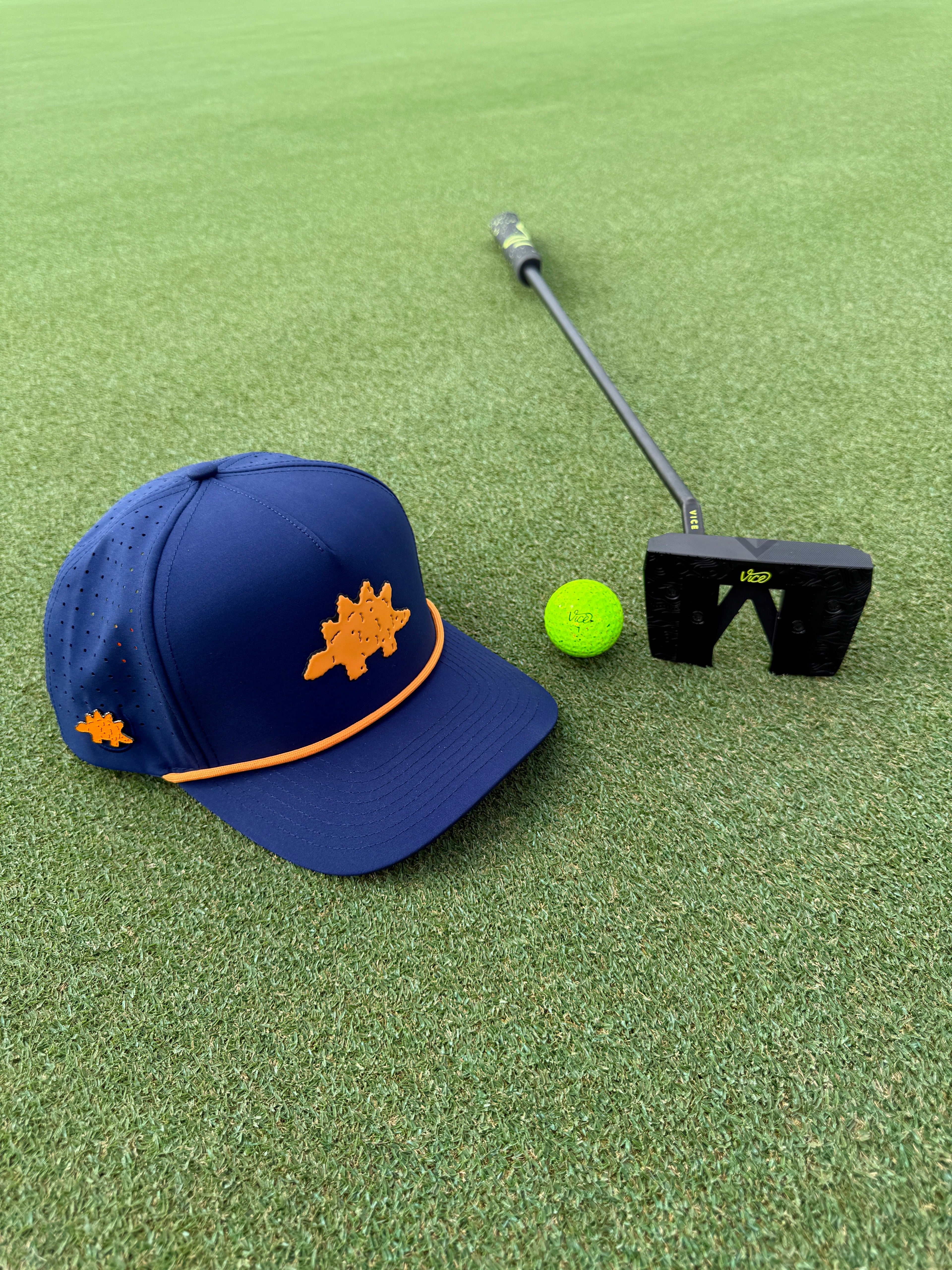 Dino Nugget Golf Hat | Snapback Cap | Built-in Magnetic Ball Marker Holder + Marker Included | Dinosaur Chicken | Adjustable