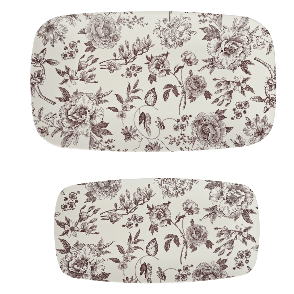 Brown Delft Stacking Melamine Tray - set of 2