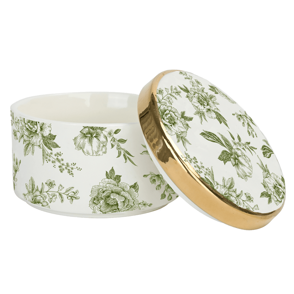Green Delft Trinket Dish with Lid