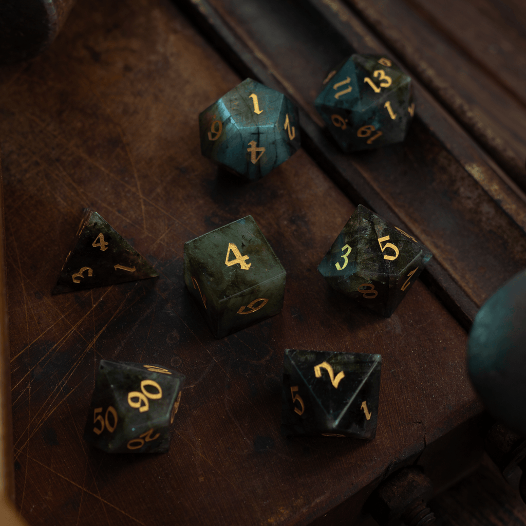 Labradorite Gemstone DND Dice Set
