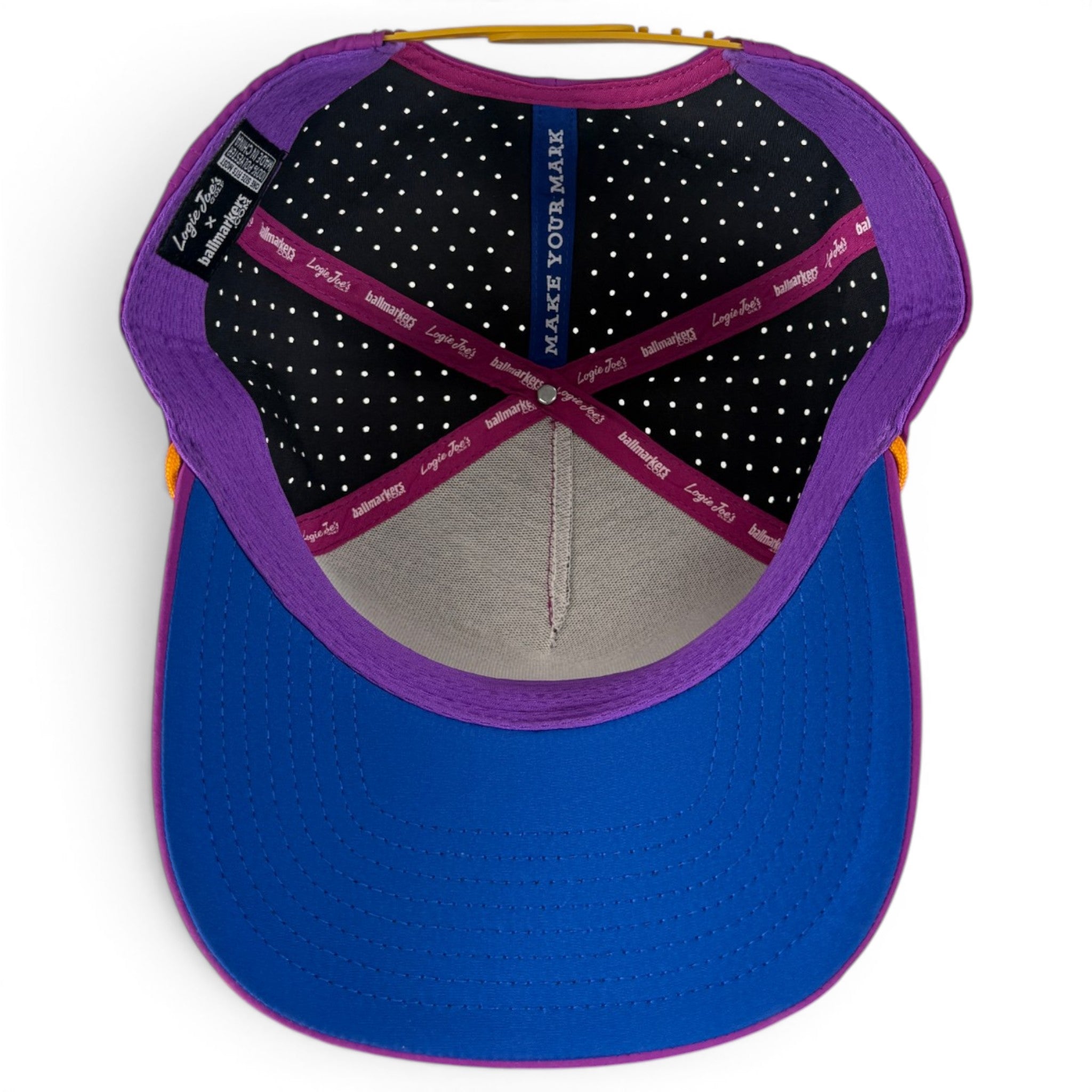 Marlin Golf Hat | Snapback Cap | Built-in Magnetic Ball Marker Holder + Marker Included | Adjustable Purple