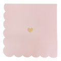 Pink with Gold Heart Cocktail Napkins