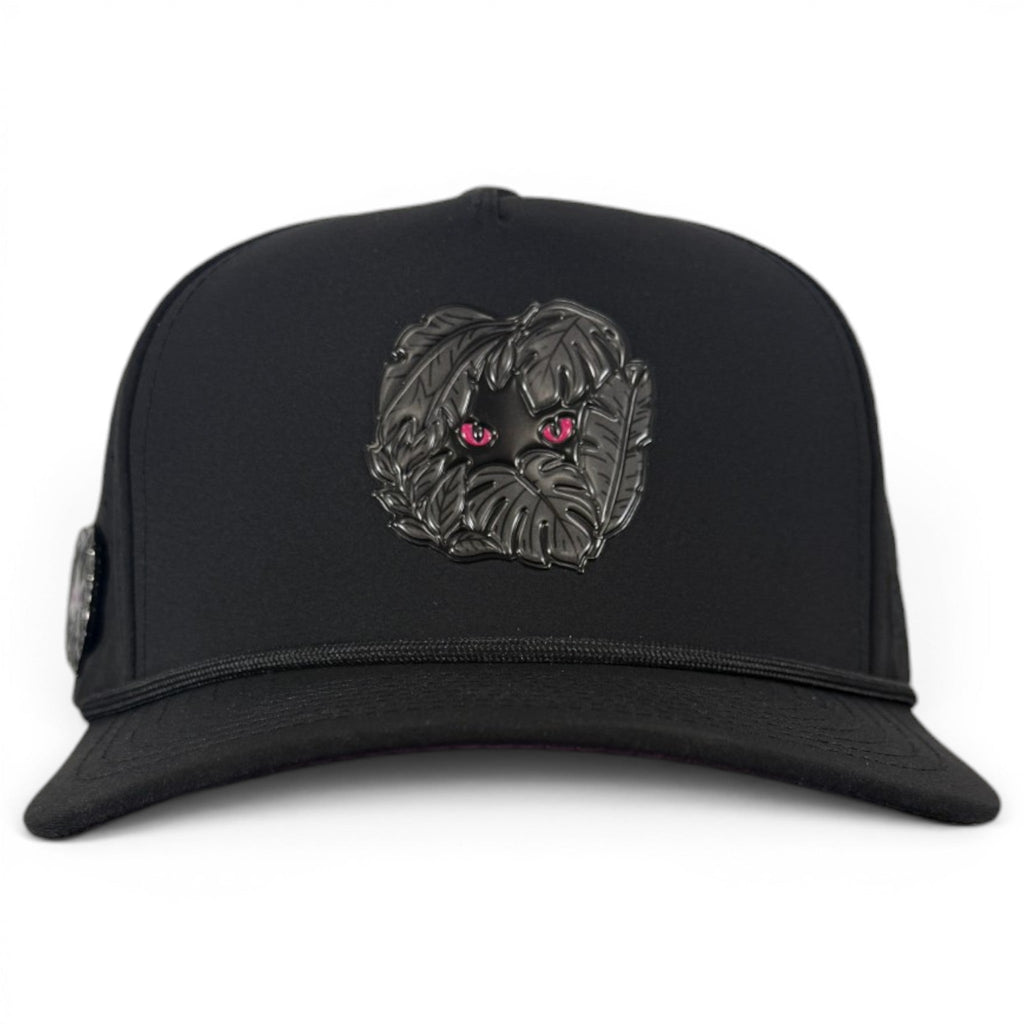 Night Stalker Golf Hat | Snapback Cap | Built-in Magnetic Ball Marker Holder + Marker Included | Adjustable | Animal Eyes Black