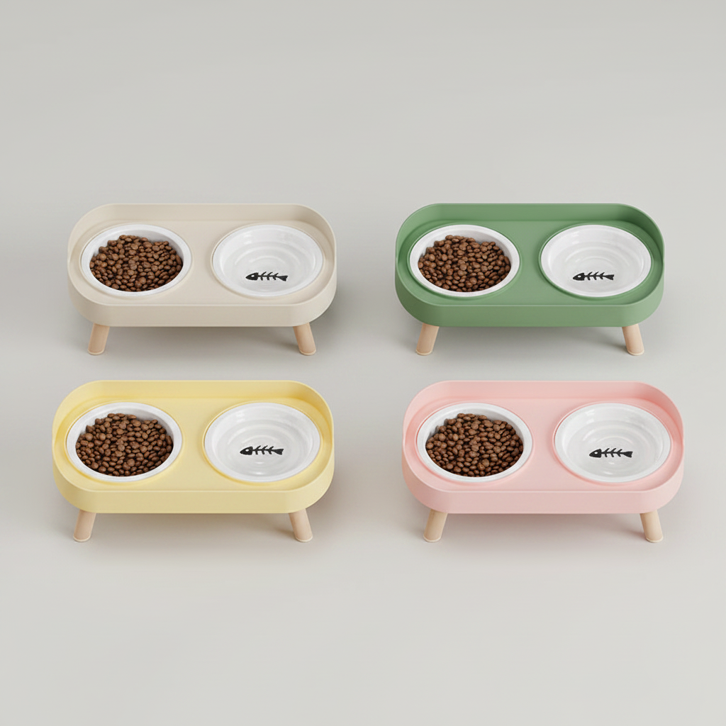 Elevated Dual-Bowl Feeding Station