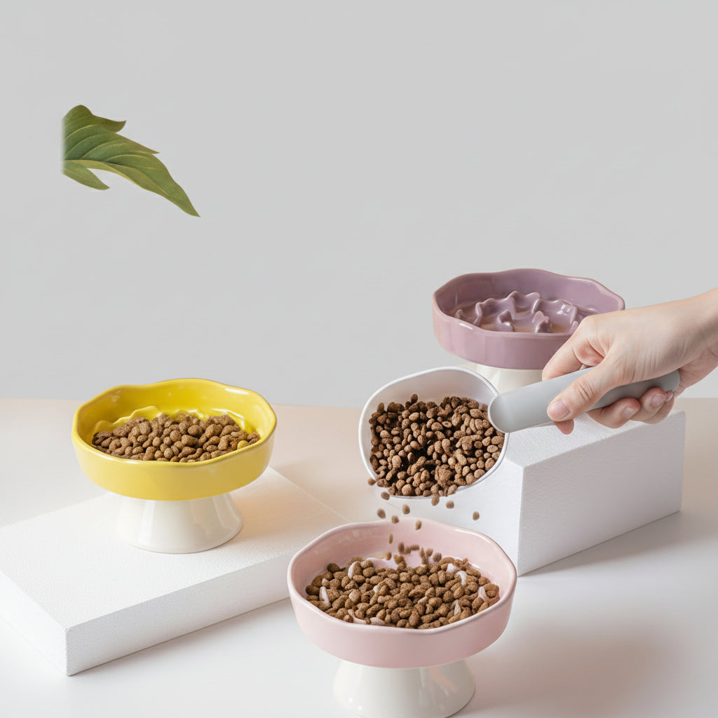 Ceramic Elevated Slow Feeder Bowl