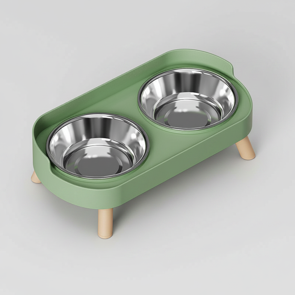 Elevated Dual-Bowl Feeding Station