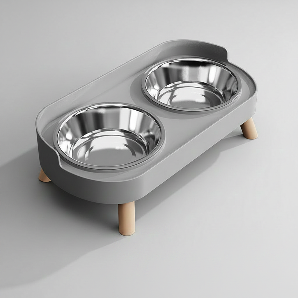 Elevated Dual-Bowl Feeding Station
