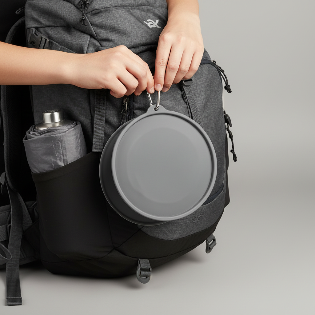2-in-1 Collapsible Slow Feeder Travel Bowl