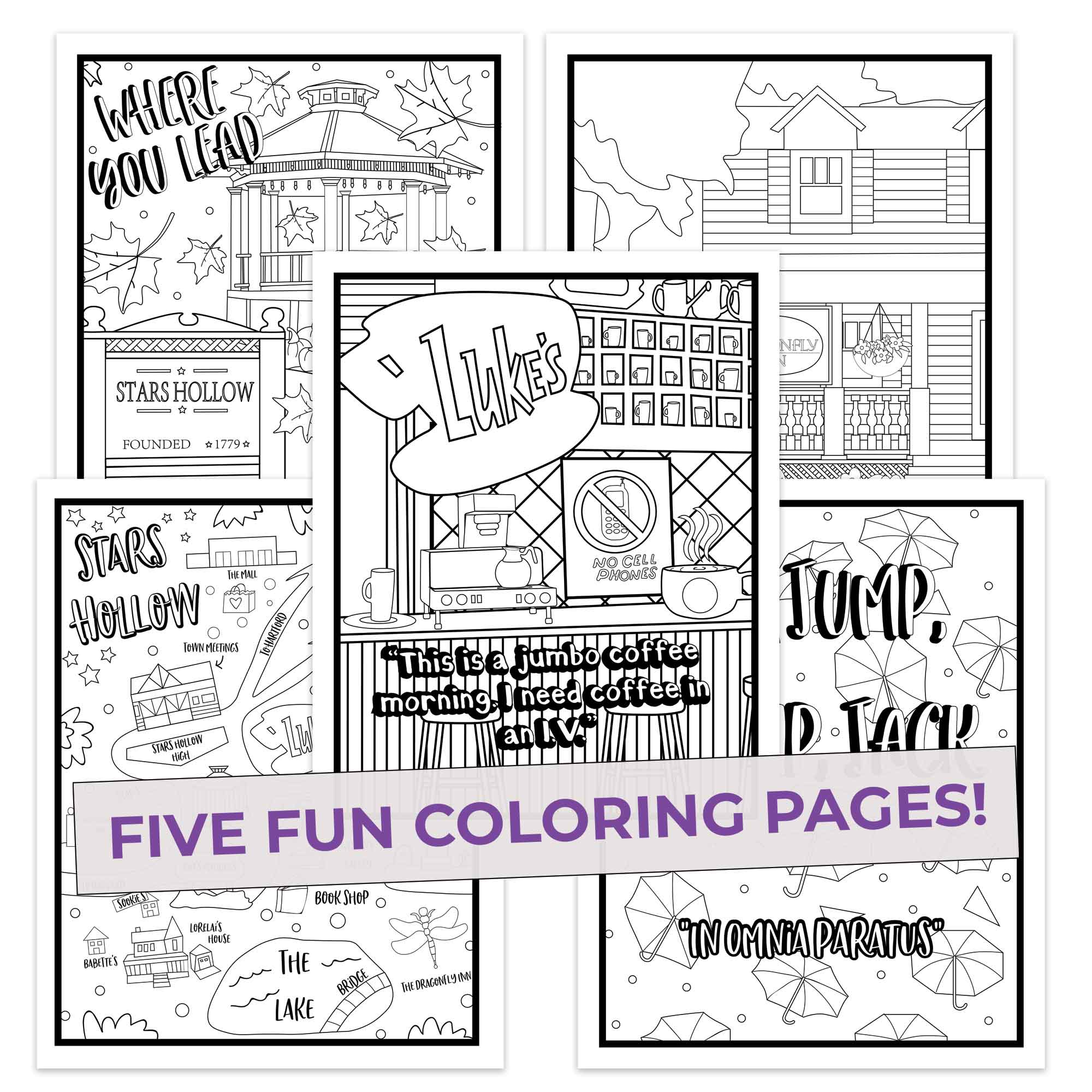 Gilmore Girls Coloring Pages (5 Pack)