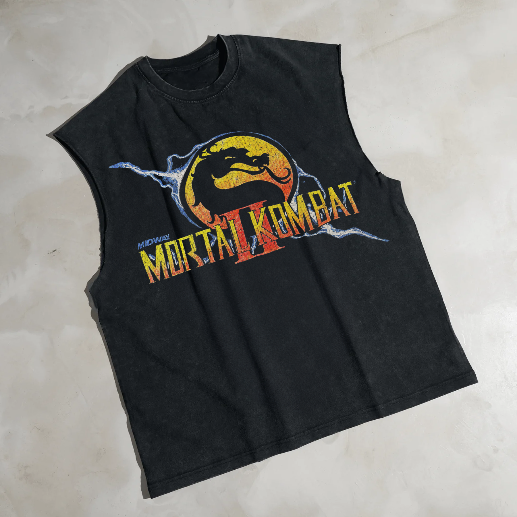 Mortal Kombat Ii' Cut-Off 90S Black T-Shirt