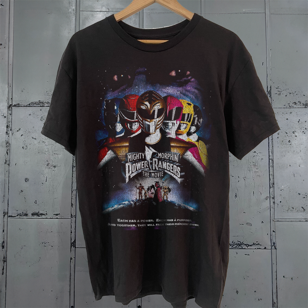 Power Rangers -Mmpr93' Movie Promo Washed Black T-Shirt