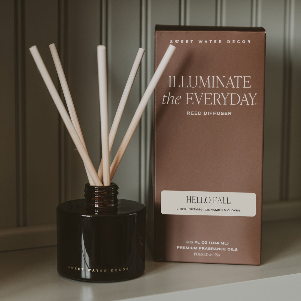 Hello Fall Amber Tinted Glass Jar Reed Diffuser