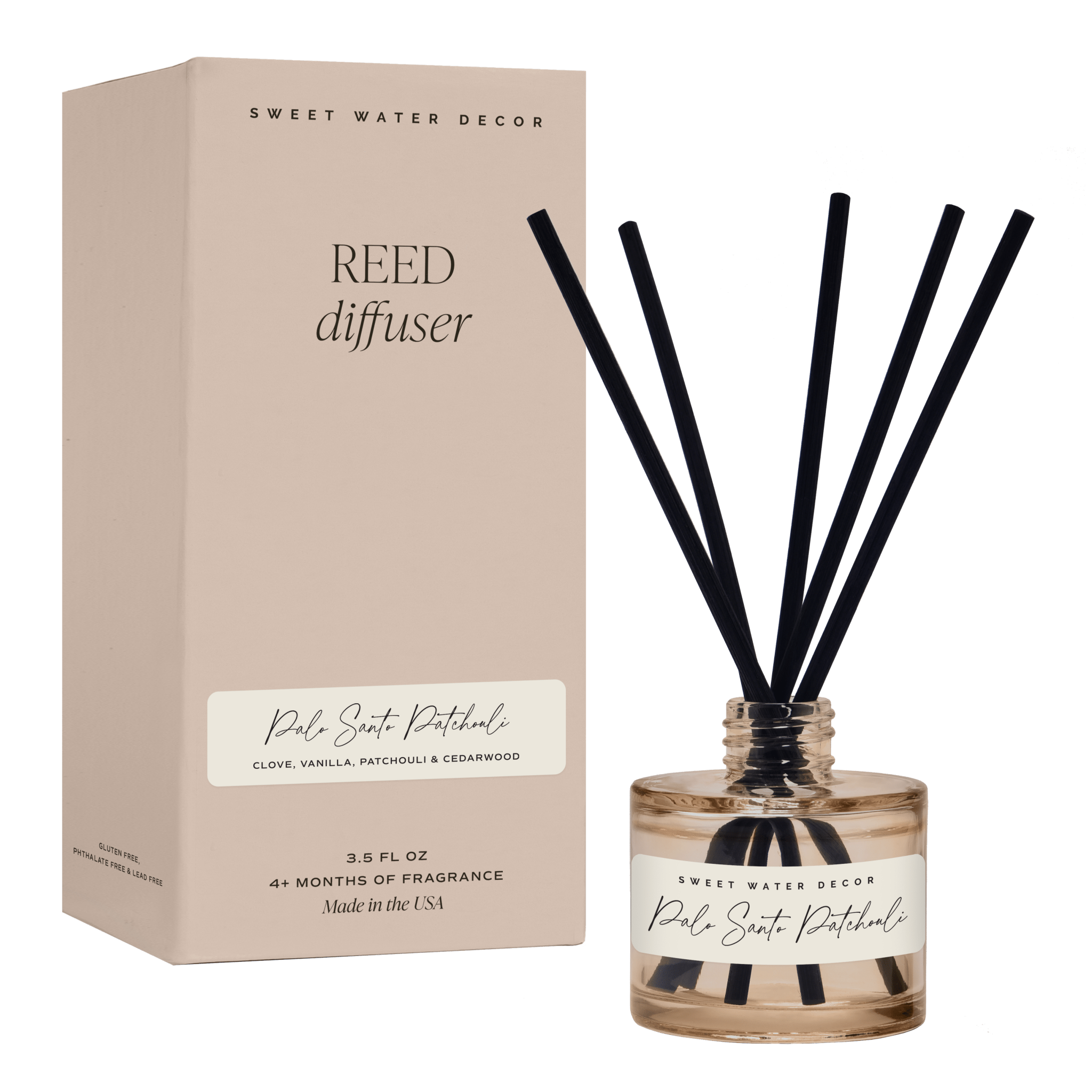 Palo Santo Patchouli Tinted Glass Jar Reed Diffuser