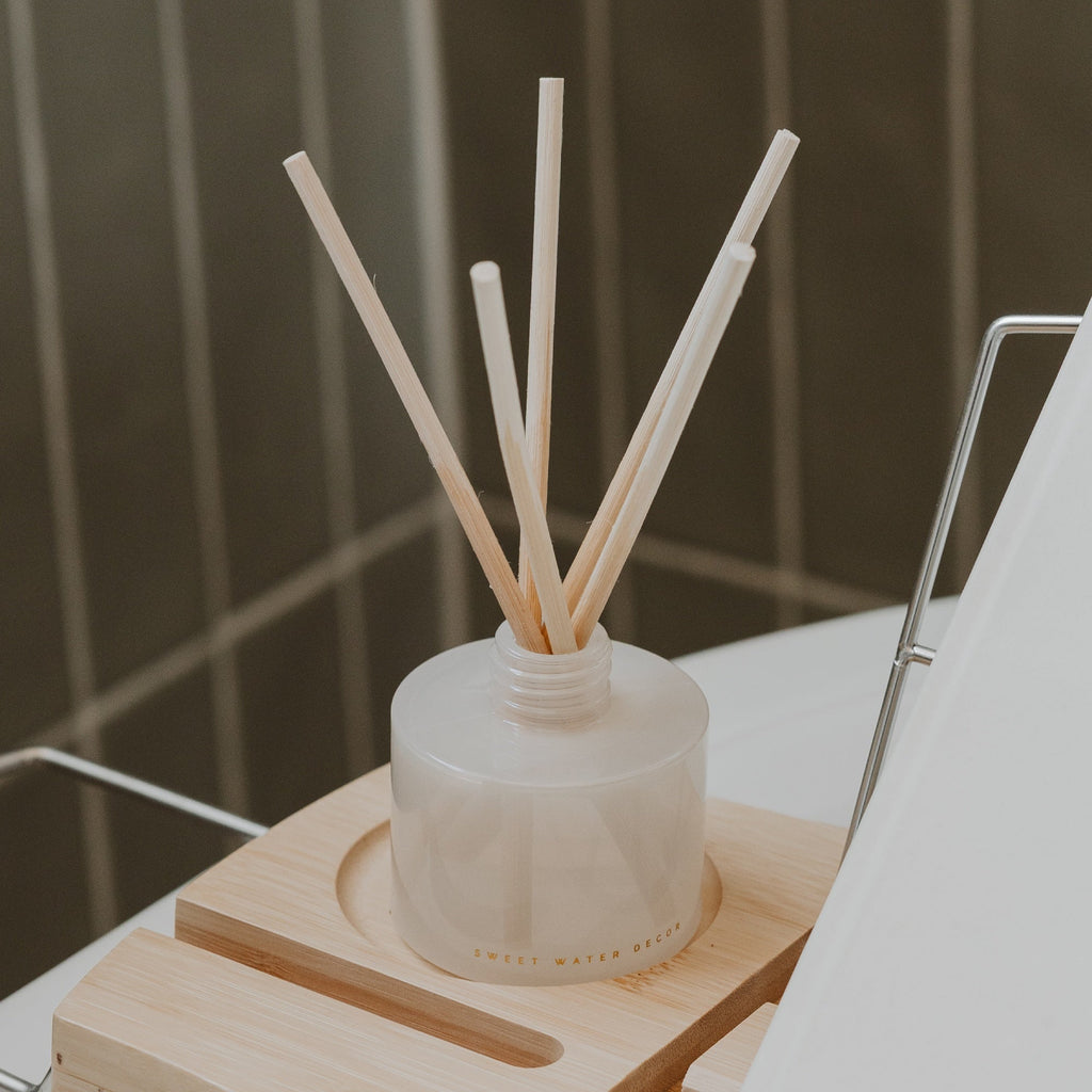 Cashmere and Vanilla White Translucent Tinted Glass Jar Reed Diffuser