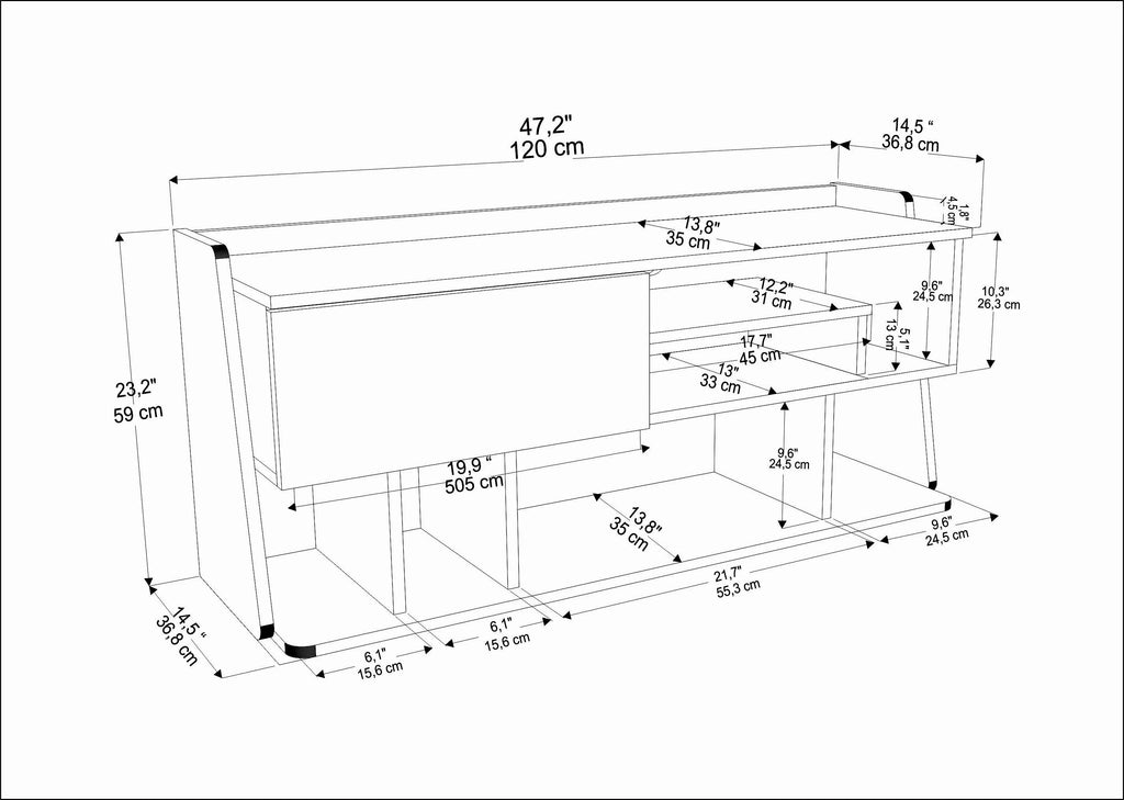 Raca 47" Wide TV Stand and Media Console for TVs up to 55"