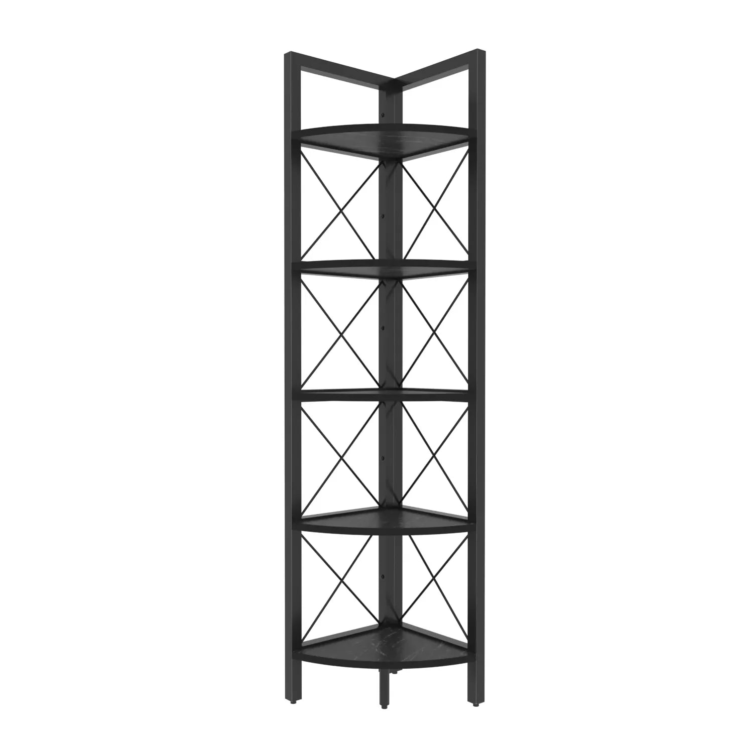 Remo 63 inch Tall Industrial Corner Bookcase with Metal Frame