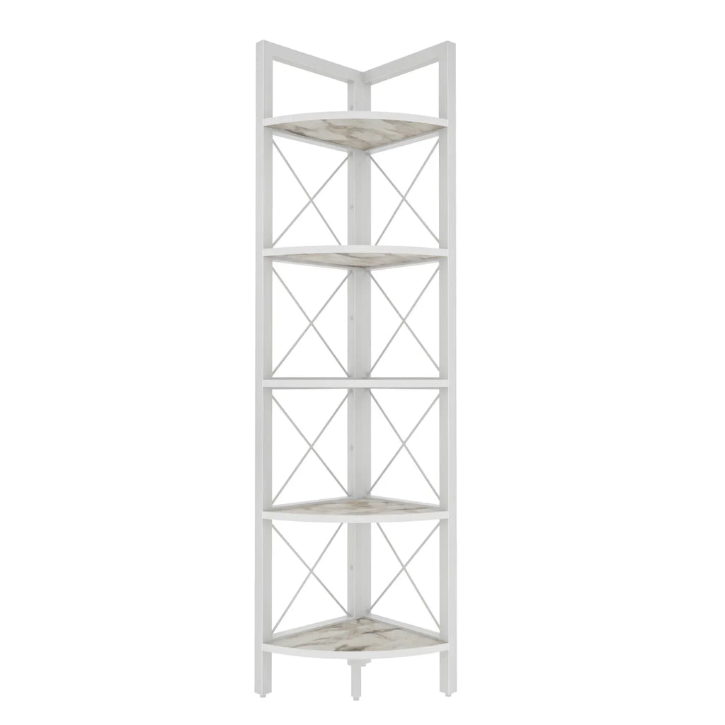 Remo 63 inch Tall Industrial Corner Bookcase with Metal Frame